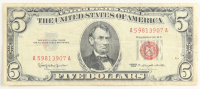 1963 United States $5 Five Dollar Legal Tender Note - Red Seal at PristineAuction.com