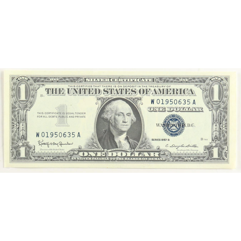 1957-B United States $1 One Dollar Silver Certificate - Blue Seal at PristineAuction.com