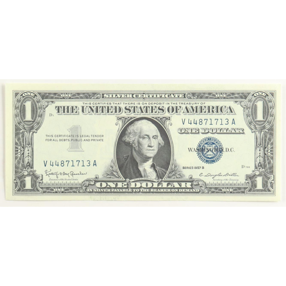 1957-B United States $1 One Dollar Silver Certificate - Blue Seal at PristineAuction.com