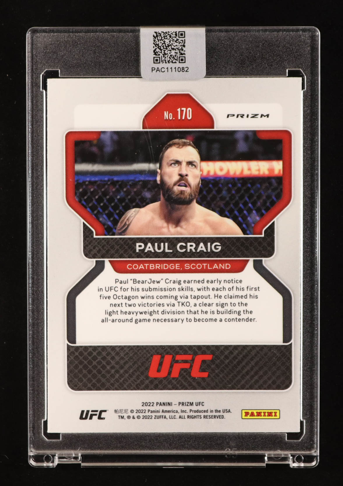 Paul Craig Signed 2022 Panini Prizm UFC Prizms Ruby Wave #170 RC (PA) at PristineAuction.com Paul Craig Signed 2022 Panini Prizm UFC Prizms Ruby Wave #170 RC (PA) at PristineAuction.com