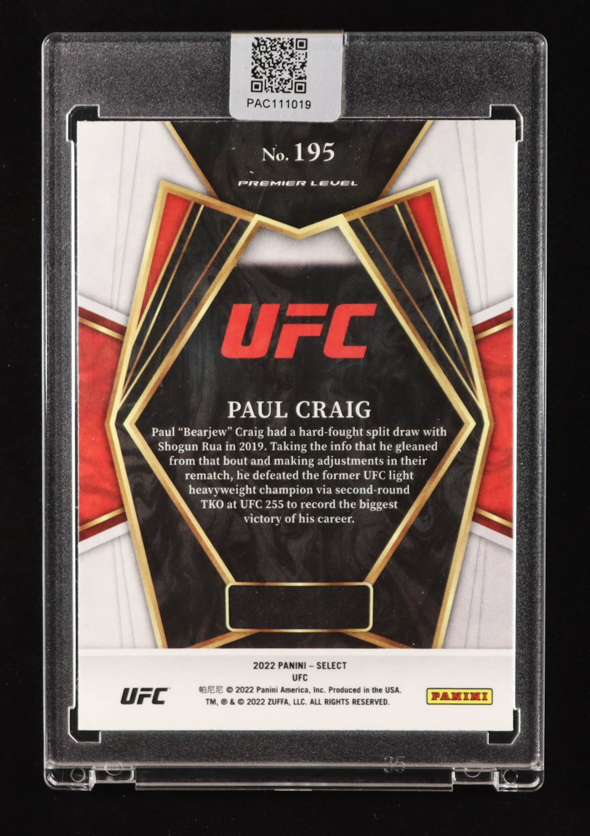 Paul Craig Signed 2022 Select UFC #195 RC (PA) at PristineAuction.com Paul Craig Signed 2022 Select UFC #195 RC (PA) at PristineAuction.com