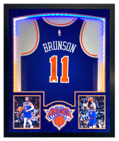 Jalen Brunson Autographed Knicks Custom Framed Jersey Display with LED Lights (Fanatics) at PristineAuction.com