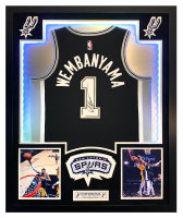 Victor Wembanyama Signed Spurs Custom Framed Jersey Display with LED Lights (Fanatics) at PristineAuction.com