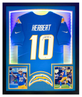 Justin Herbert Signed Chargers Custom Framed Jersey Display with LED Lights (Fanatics) at PristineAuction.com
