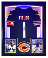 Justin Fields Signed Bears Custom Framed Jersey Display with LED Lights (Fanatics) at PristineAuction.com