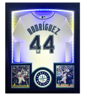 Julio Rodriguez Signed Mariners Custom Framed Jersey Display Inscribed "2022 AL ROY" with LED Lights (Fanatics) at PristineAuction.com