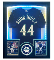 Julio Rodriguez Signed Mariners Custom Framed Jersey Display with LED Lights (Fanatics) at PristineAuction.com