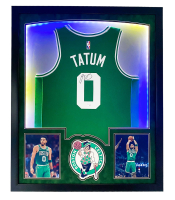 Jayson Tatum Signed Celtics Custom Framed Jersey Display with LED Lights (Fanatics) at PristineAuction.com