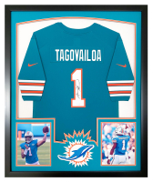 Tua Tagovailoa Signed Dolphins Custom Framed Jersey Display (Fanatics) at PristineAuction.com
