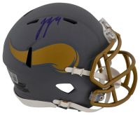 J.J. McCarthy Signed Vikings Slate Alternate Speed Mini Helmet (Beckett) at PristineAuction.com
