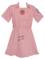 Lori Petty Signed Rockford Peaches Baseball Uniform Inscribed "Kit" (Schwartz) at PristineAuction.com