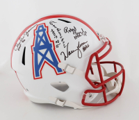 Oilers Full-Size Speed Helmet Signed by (4) with Warren Moon, Ken Houston, Charlie Joiner & Robert Brazile with Multiple Career Stat Inscriptions (JSA) at PristineAuction.com