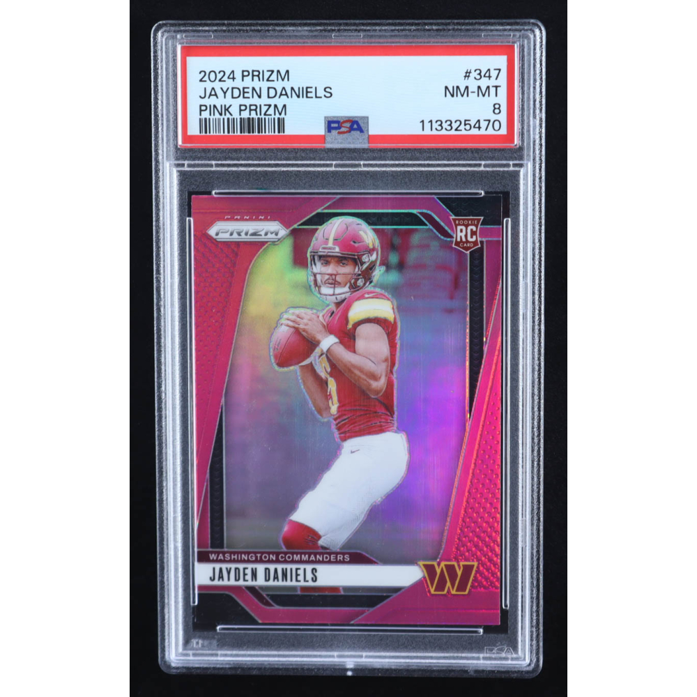 Jayden Daniels 2024 Panini Prizm Prizms Pink #347 RC (PSA 8) at PristineAuction.com