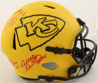 Jan Stenerud, Emmitt Thomas & Will Shields Signed Chiefs Full-Size Rave Alternate Speed Helmet with Multiple Career Stat Inscriptions (JSA) at PristineAuction.com