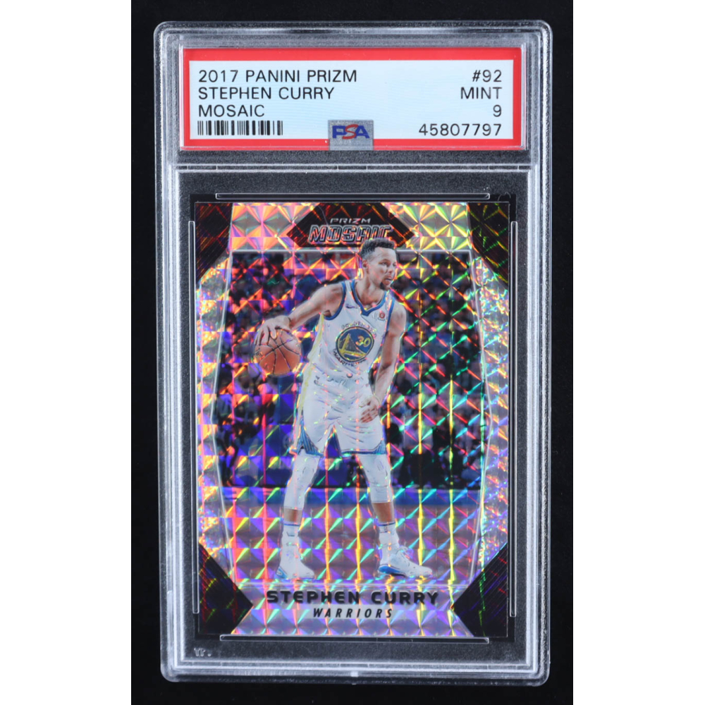 Stephen Curry 2017-18 Panini Prizm Mosaic #92 (PSA 9) at PristineAuction.com