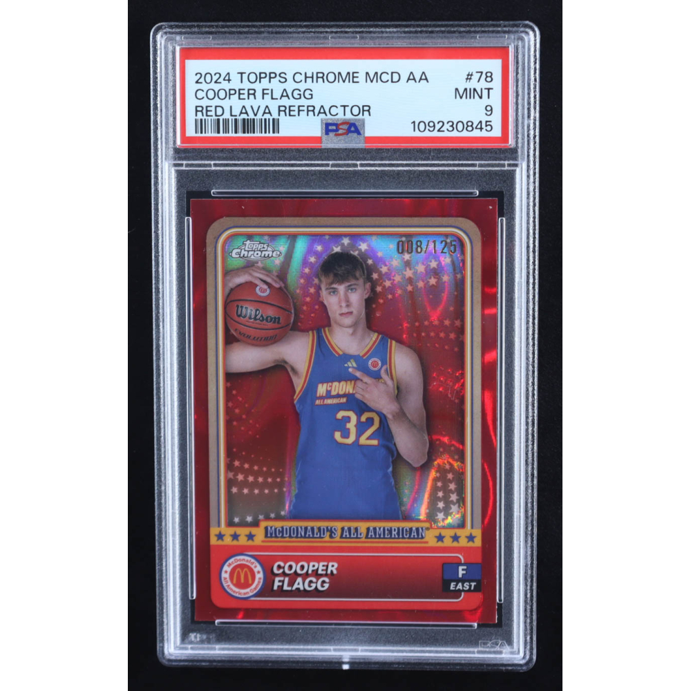 Cooper Flagg 2024 Topps Chrome McDonald's All American Red Lava Refractors #78 RC #008/125 (PSA 9) at PristineAuction.com