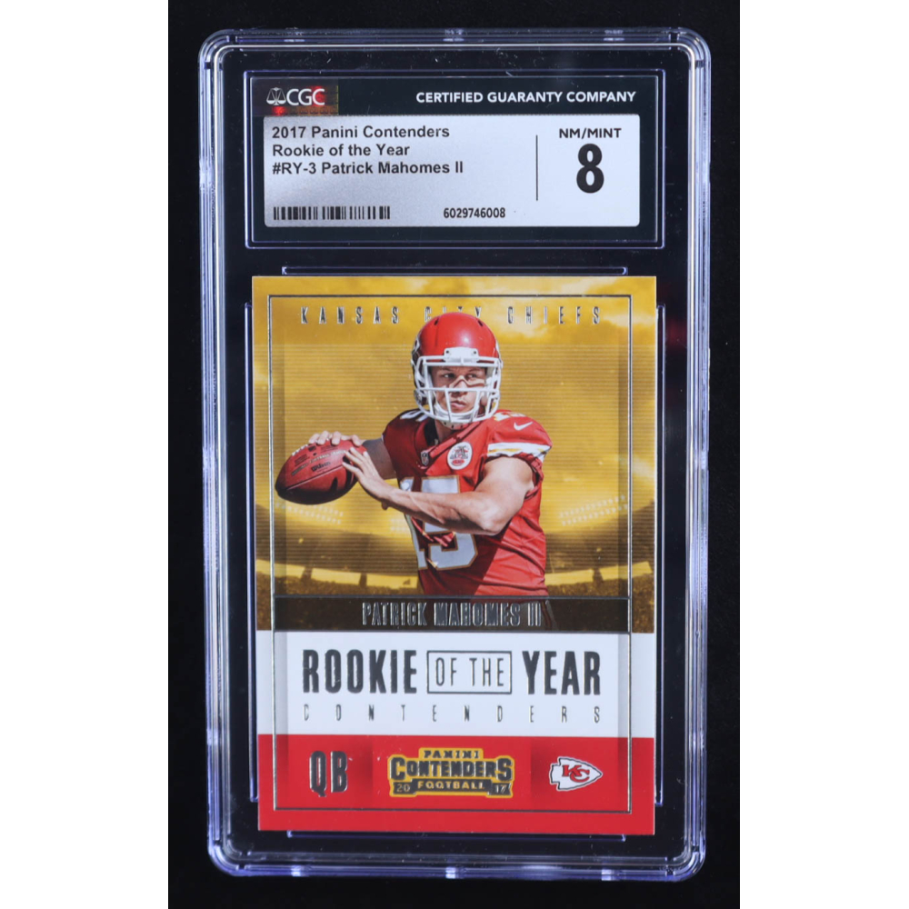 Patrick Mahomes II 2017 Panini Contenders Rookie of the Year Contenders #RY3 RC (CGC 8) at PristineAuction.com