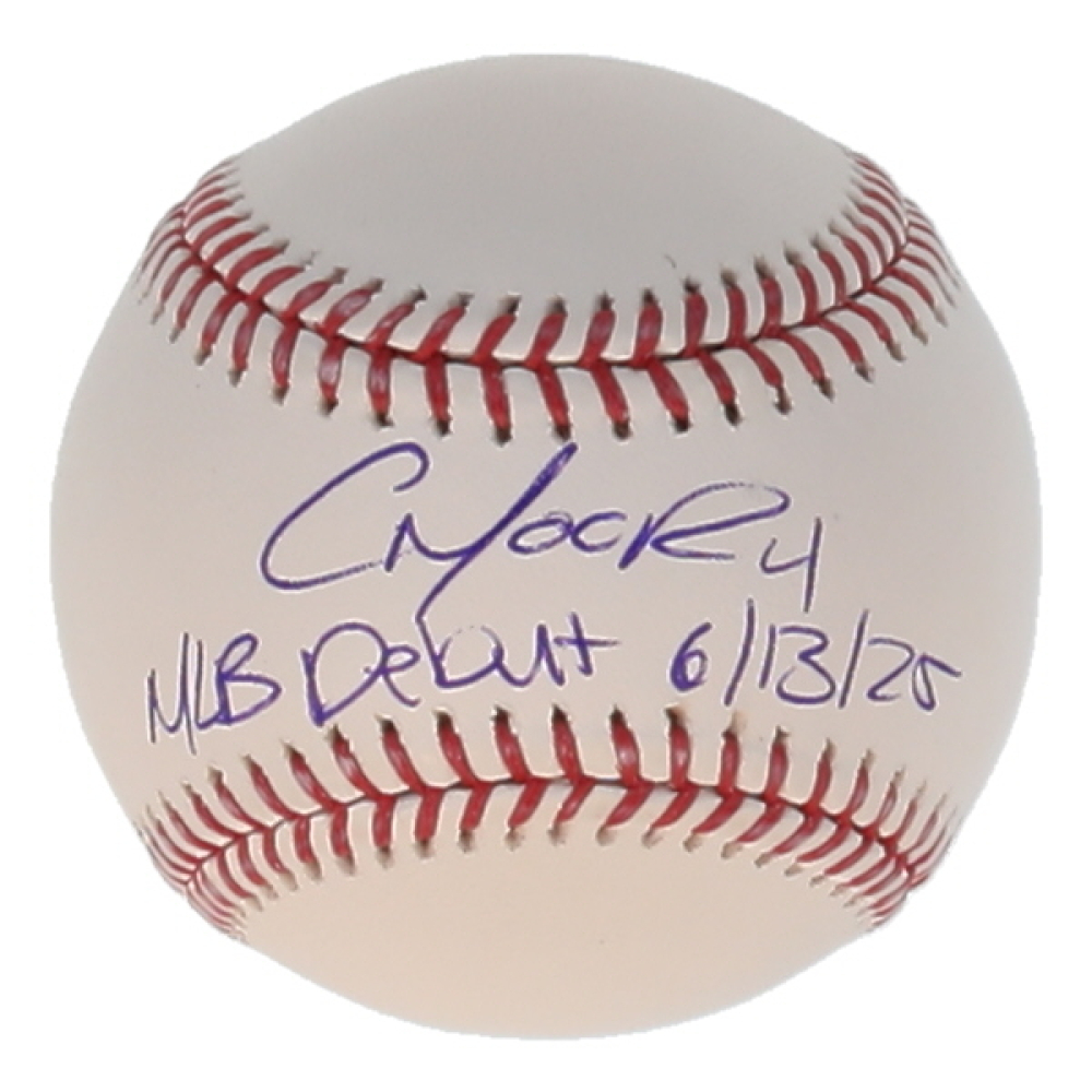 Christian Moore Signed OML Baseball Inscribed "MLB Debut 6/13/25" (PSA) at PristineAuction.com