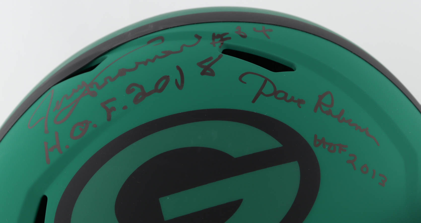 Jerry Kramer & Dave Robinson Signed Packers Full-Size Rave Alternate Speed Helmet Inscribed "H.O.F. 2018" & "HOF 2013" (JSA) at PristineAuction.com Jerry Kramer & Dave Robinson Signed Packers Full-Size Rave Alternate Speed Helmet Inscribed "H.O.F. 2018" & "HOF 2013" (JSA) at PristineAuction.com