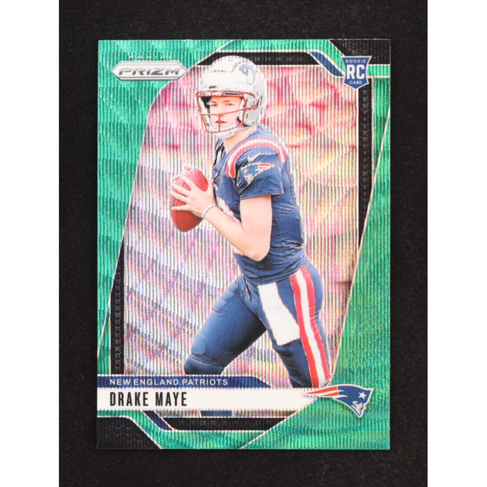 Drake Maye 2024 Panini Prizm Prizms Green Wave #329 RC at PristineAuction.com