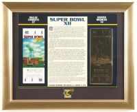 1978 Super Bowl XII Custom Framed Commemorative Card With 22KT Gold Ticket Display & Official Super Bowl XII Pin at PristineAuction.com