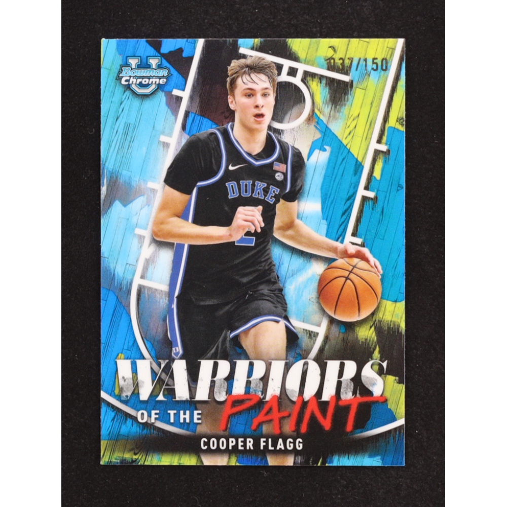 Cooper Flagg 2024-25 Bowman Chrome University Warriors of the Paint Blue Refractors #WP7 RC #037/150 at PristineAuction.com