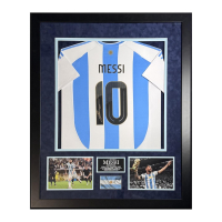 Lionel Messi Signed Argentina Custom Framed Shirt (Icons) at PristineAuction.com