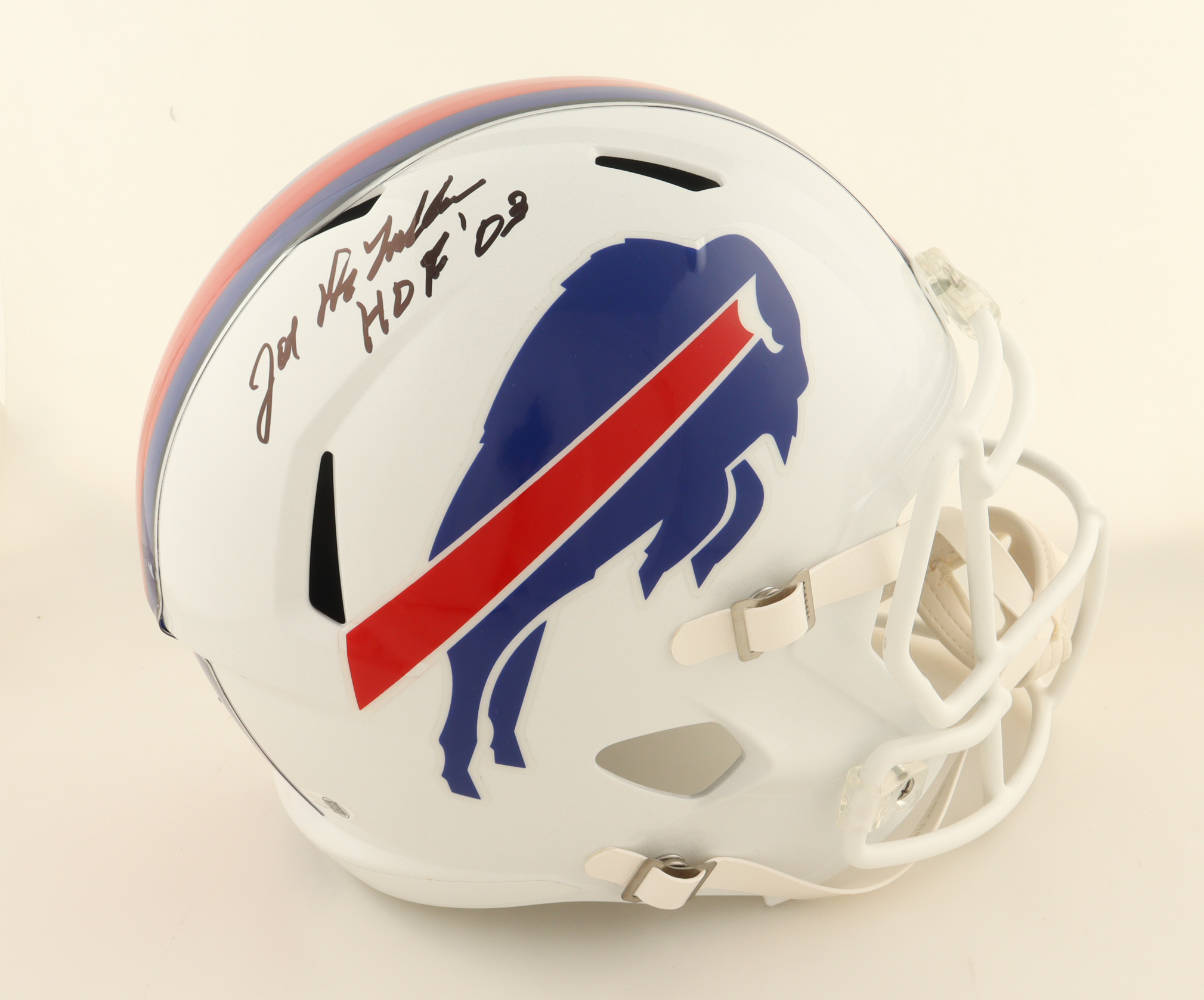 Joe DeLamielleure Signed Bills Full-Size Speed Helmet Inscribed "HOF '03" (JSA) at PristineAuction.com Joe DeLamielleure Signed Bills Full-Size Speed Helmet Inscribed "HOF '03" (JSA) at PristineAuction.com