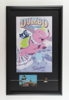 Walt Disney "Dumbo: The Flying Elephant" Custom Framed Photo Display with Retired Brass Dumbo Pin and Vintage Dumbo Ride Souvenir Postcard at PristineAuction.com