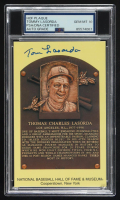 Tom Lasorda Signed Hall of Fame Plaque Postcard (PSA Auto 10) at PristineAuction.com