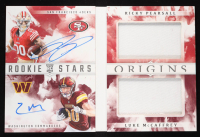 Luke McCaffrey / Ricky Pearsall 2024 Panini Origins Rookie Stars Dual Patch Signatures Booklet #2 RC #10/49 at PristineAuction.com