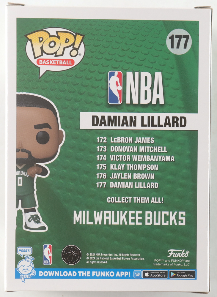 Damian Lillard Signed "Milwaukee Bucks" #177 Funko Pop! Vinyl Figure (JSA) at PristineAuction.com Damian Lillard Signed "Milwaukee Bucks" #177 Funko Pop! Vinyl Figure (JSA) at PristineAuction.com