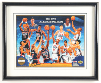 Magic Johnson & Larry Bird Signed LE Custom Framed "Team USA" Art Print Display (UDA) at PristineAuction.com