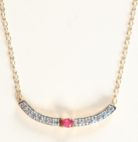 0.36 (CTW) Ruby & Diamond 18K Gold Plated 19" Necklace AAA, I3  | Estimated Value $1,789 (AMG) at PristineAuction.com