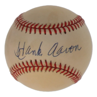 Hank Aaron Signed ONL 715 25th Anniversary Logo Baseball (PSA) at PristineAuction.com