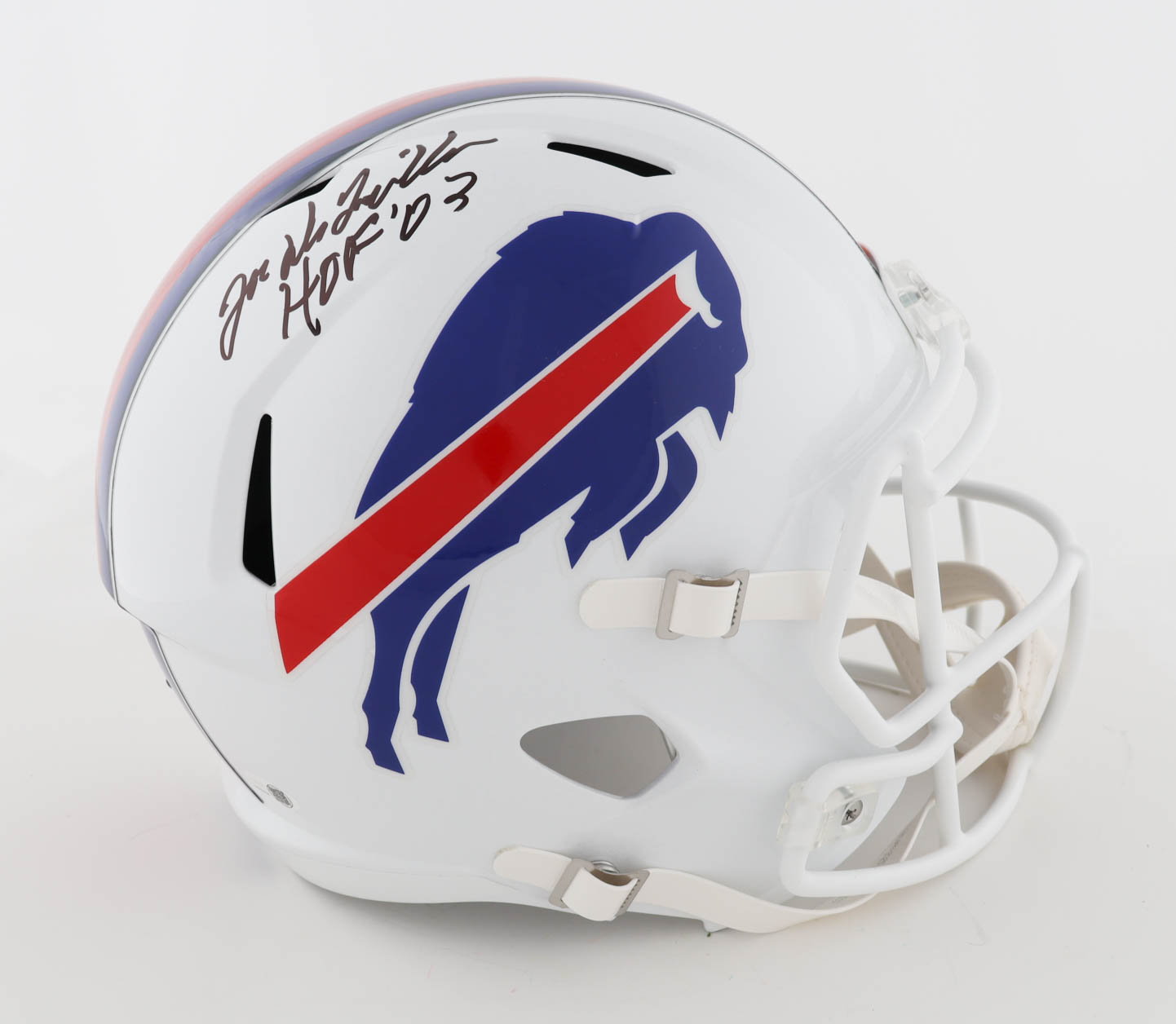 Joe DeLamielleure Signed Bills Full-Size Speed Helmet Inscribed "HOF 03" (JSA) at PristineAuction.com Joe DeLamielleure Signed Bills Full-Size Speed Helmet Inscribed "HOF 03" (JSA) at PristineAuction.com