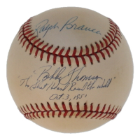 Ralph Branca & Bobby Thomson Signed ONL Baseball Inscribed "The Shot Heard Round The World" & "Oct. 3, 1951" (PSA) at PristineAuction.com