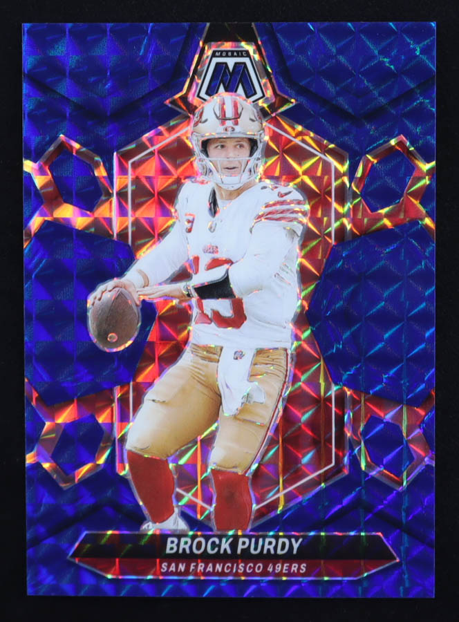 Brock Purdy 2024 Panini Mosaic Mosaic Blue #190 #18/99 at PristineAuction.com Brock Purdy 2024 Panini Mosaic Mosaic Blue #190 #18/99 at PristineAuction.com