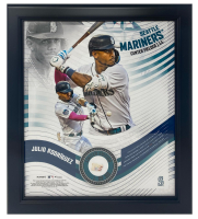 Julio Rodriguez Mariners LE Custom Framed Photo Display with Piece of Game-Used Baseball (MLB) at PristineAuction.com