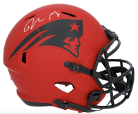Drake Maye Signed Patriots Full-Size Rave Alternate Speed Helmet (Fanatics) at PristineAuction.com