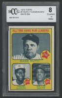 Babe Ruth 714 / Hank Aaron 673 / Willie Mays 654 1973 Topps #1 (BCCG 8) at PristineAuction.com