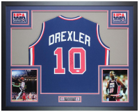 Clyde Drexler Signed Custom Framed Jersey Display (JSA) at PristineAuction.com