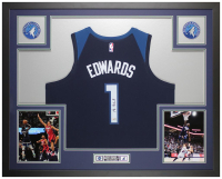 Anthony Edwards Signed Timberwolves Custom Framed Nike Jersey Display (Fanatics) at PristineAuction.com