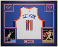 Jalen Brunson Signed Knicks Custom Framed Nike Jersey Display (Fanatics) at PristineAuction.com