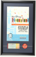 Disneyland Custom Framed Opening Day Poster Print with Vintage A-E Ticket Book & Lenticular Mickey Mouse Pin at PristineAuction.com