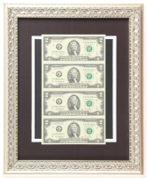 2013 U.S. $2 Dollar Bill Custom Framed Uncut Sheet Of (4) Bills at PristineAuction.com
