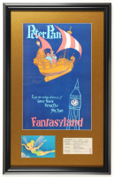 Disneyland "Peter Pan" Fantasyland Custom Framed Poster Print Display with Ride Ticket & Souvenir Tinkerbell Postcard at PristineAuction.com