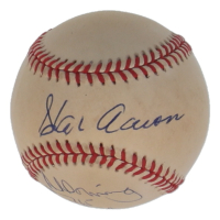 Hank Aaron & Al Downing Signed ONL Baseball Inscribed "#715 4/8/74" (PSA) at PristineAuction.com