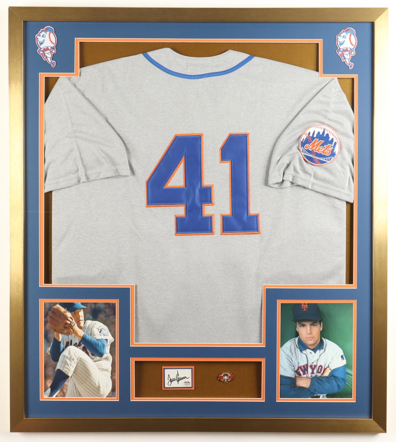 Tom Seaver Signed Custom Framed Cut Display with Jersey & HOF Induction Pin (PSA) at PristineAuction.com Tom Seaver Signed Custom Framed Cut Display with Jersey & HOF Induction Pin (PSA) at PristineAuction.com