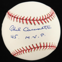 Phil Cavarretta Signed OML Baseball Inscribed "45 MVP" (Beckett) at PristineAuction.com